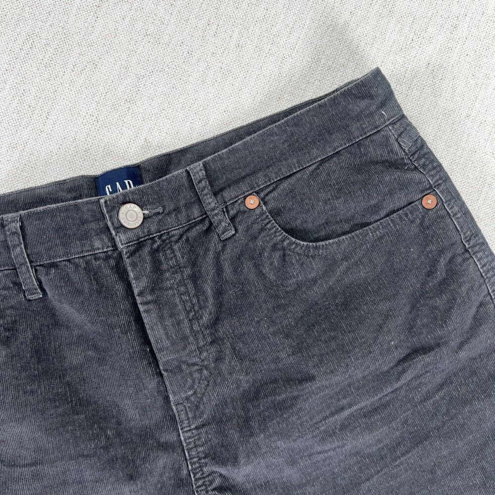 Gap Corduroy Shorts Women 12 Black Mid Rise Frayed Hemmed Soft Stretch Cut Offs